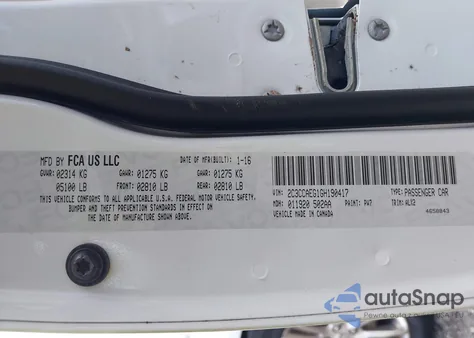 2016 Chrysler 300C z USA, uszkodzony, nr VIN 2C3CCAEG1GH190417